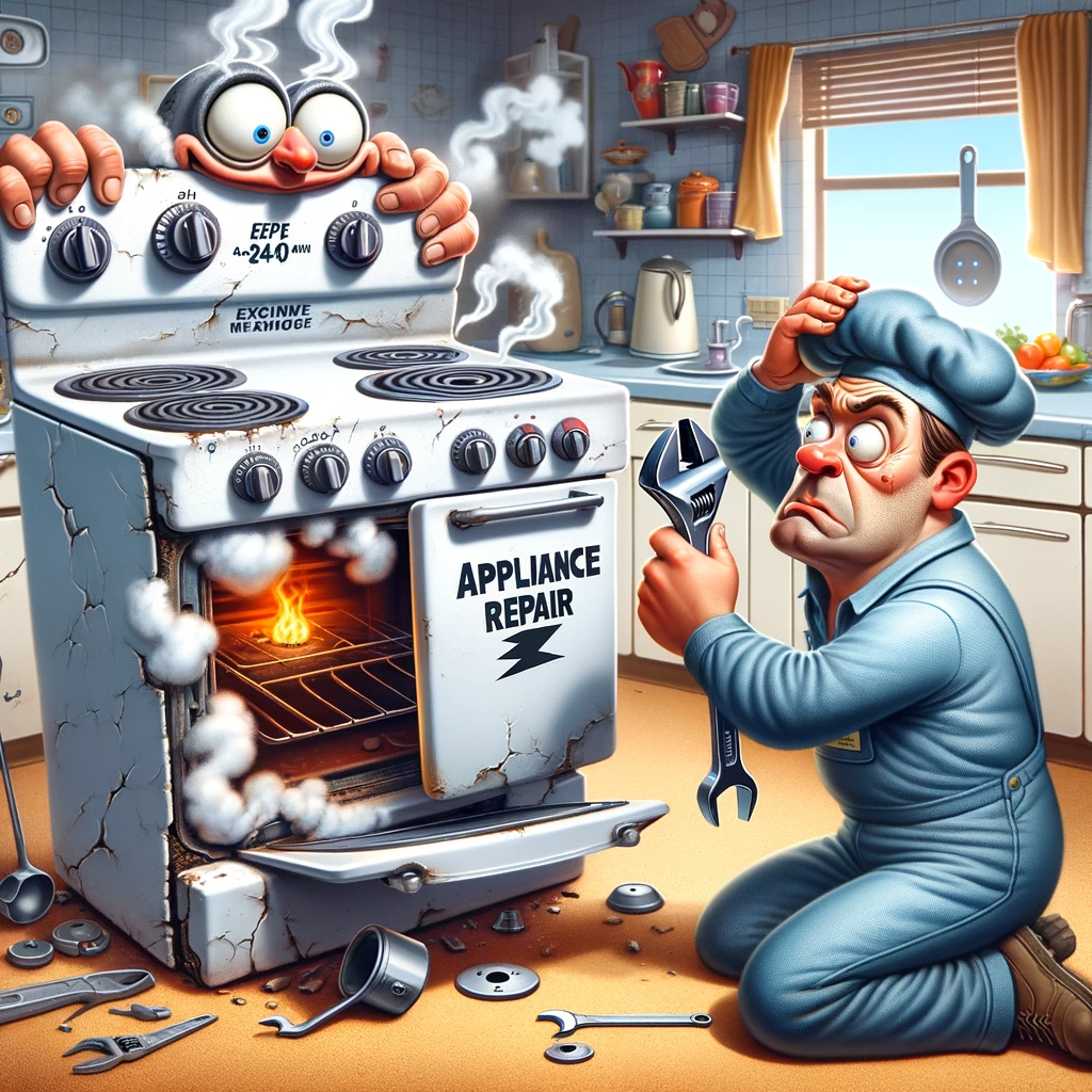 Broken Stove Being Repaired - Funny